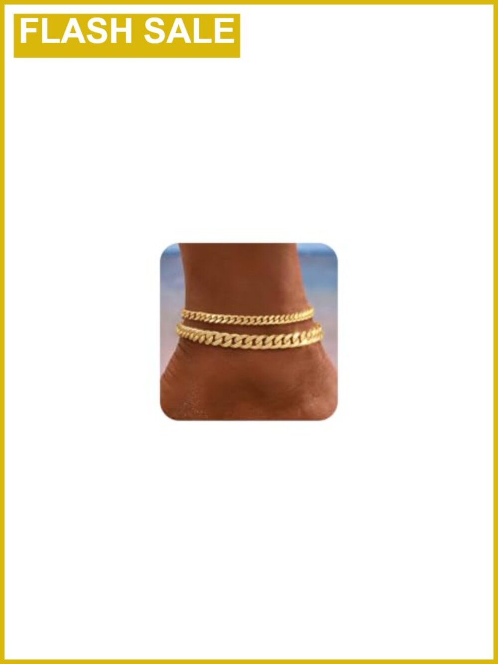 Waterproof 14K Gold Plated Cuban Link Anklet Set for Women Hypoallergenic